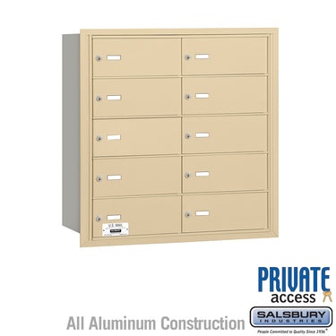 4B+ Horizontal Mailbox - 10 B Doors - Sandstone - Rear Loading - Private Access